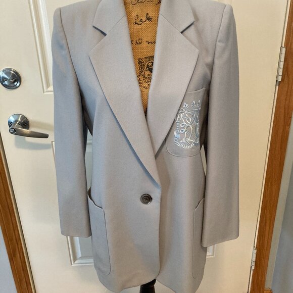 Blue Gray Wool Blazer Jacket EUC Women Size S - Picture 2 of 16